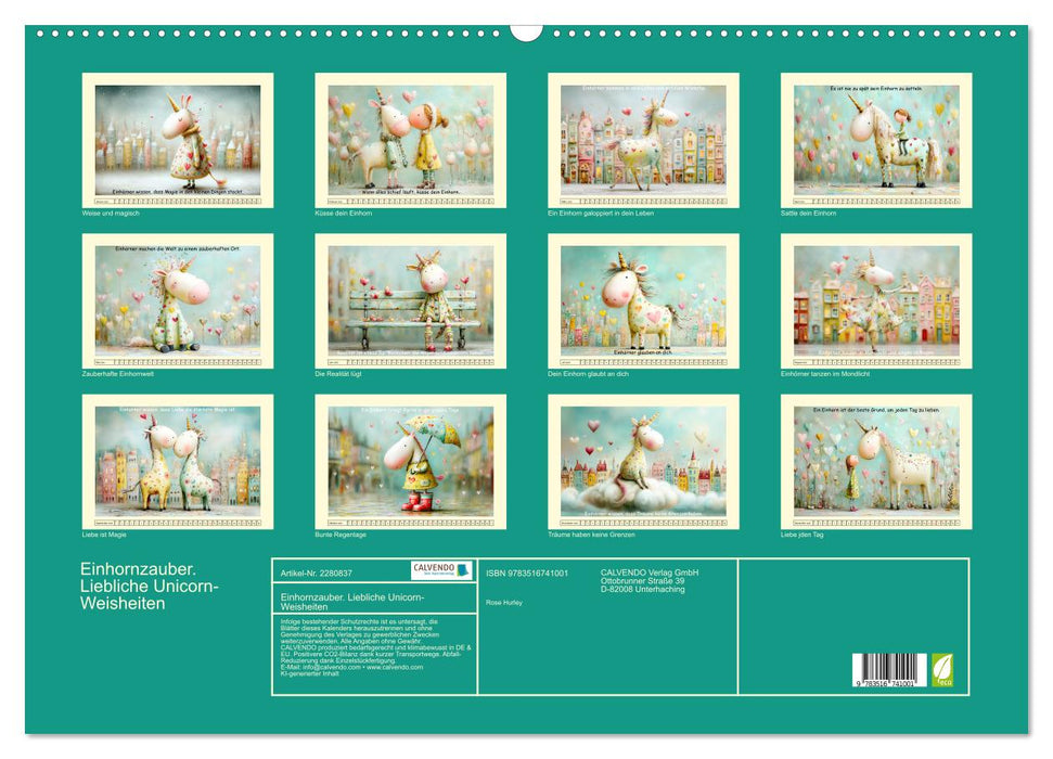 Einhornzauber. Liebliche Unicorn-Weisheiten (CALVENDO Wandkalender 2026)