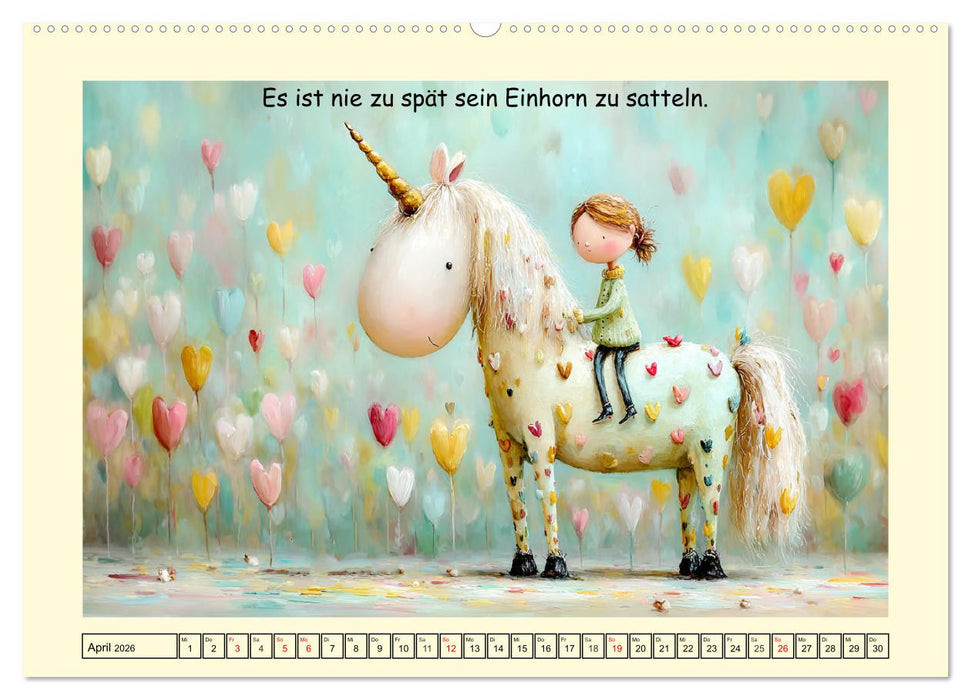 Einhornzauber. Liebliche Unicorn-Weisheiten (CALVENDO Premium Wandkalender 2026)