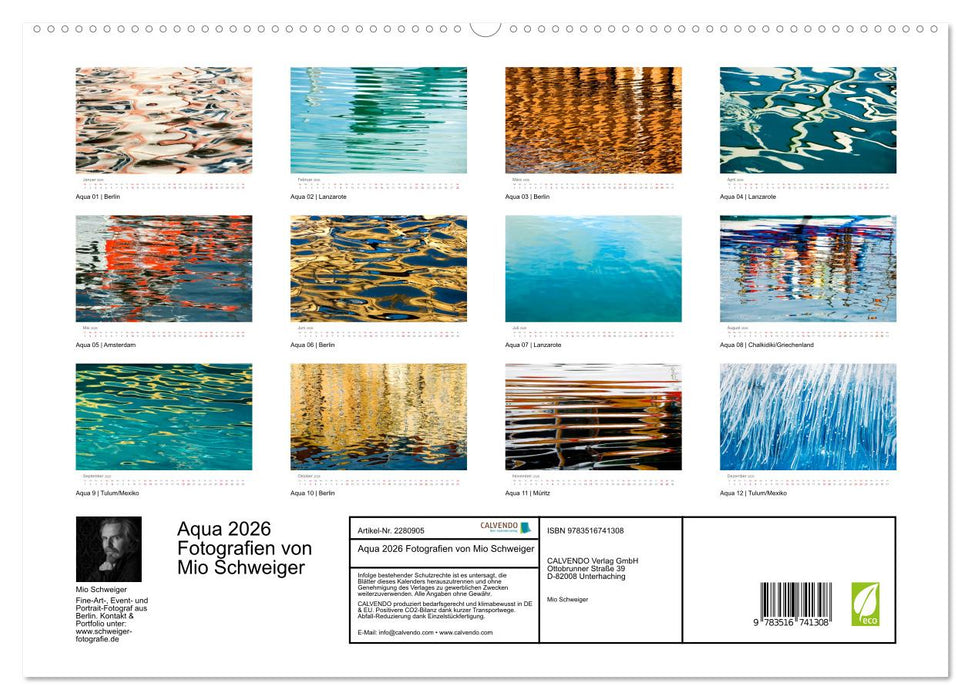 Aqua 2026 Fotografien von Mio Schweiger (CALVENDO Premium Wandkalender 2026)