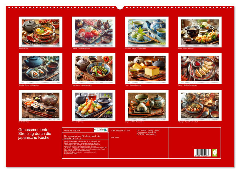 Genussmomente. Streifzug durch die japanische Küche (CALVENDO Wandkalender 2026)