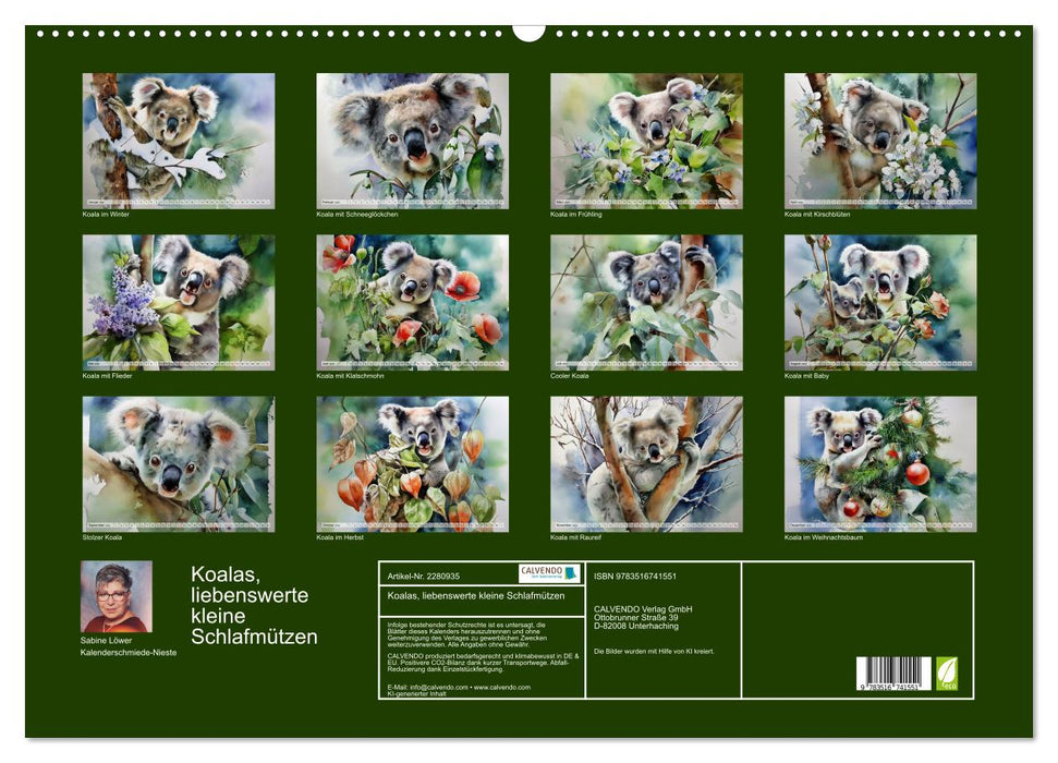 Koalas, liebenswerte kleine Schlafmützen (CALVENDO Wandkalender 2026)
