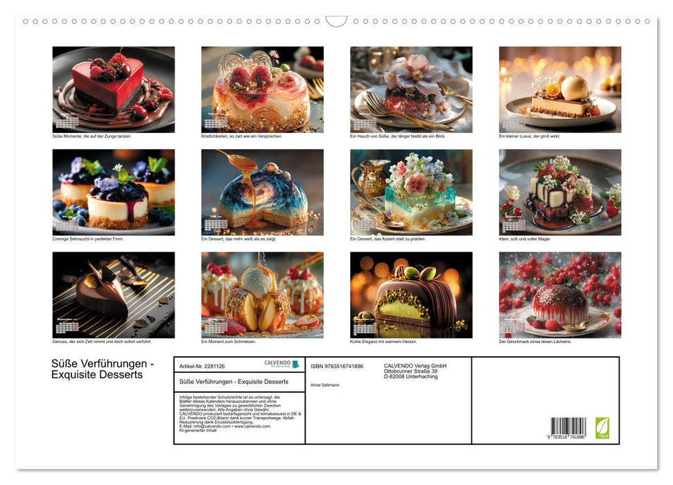 Süße Verführungen - Exquisite Desserts (CALVENDO Wandkalender 2026)