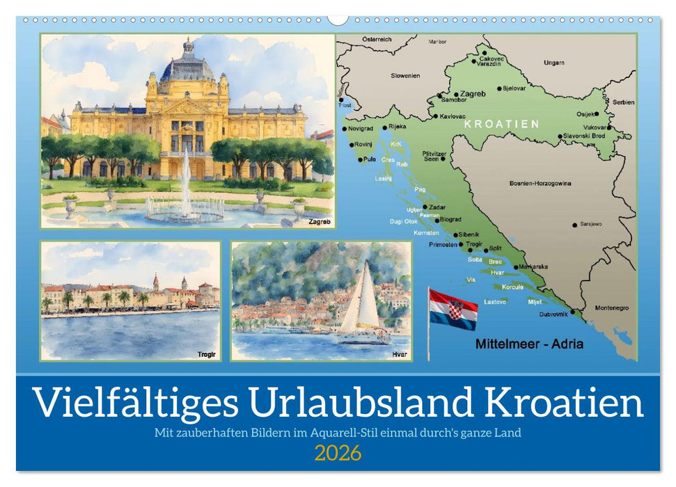Vielfältiges Urlaubsland Kroatien (CALVENDO Wandkalender 2026)