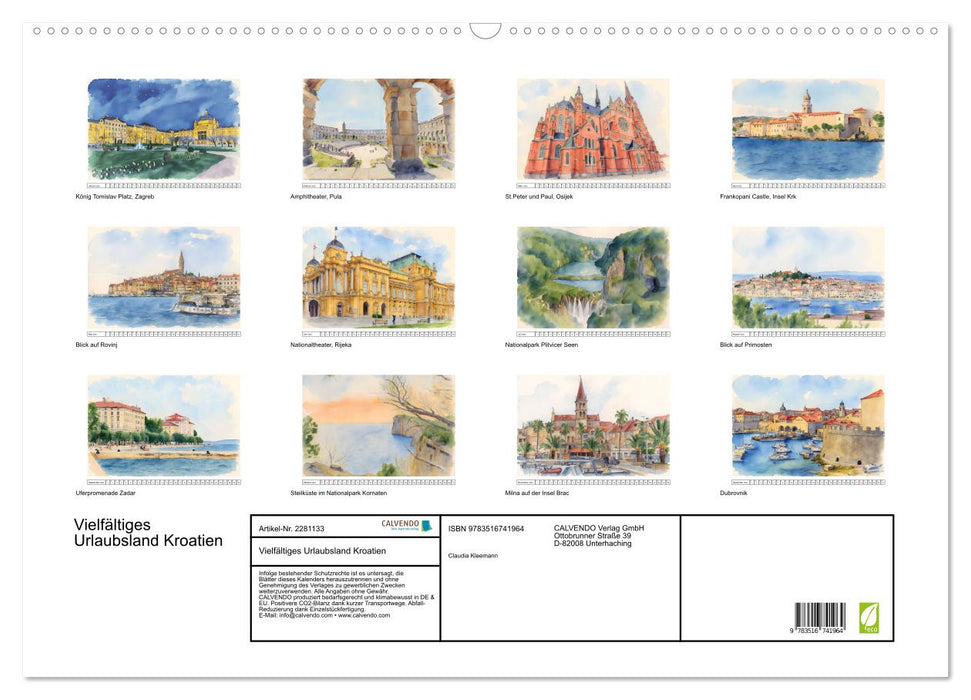 Vielfältiges Urlaubsland Kroatien (CALVENDO Wandkalender 2026)