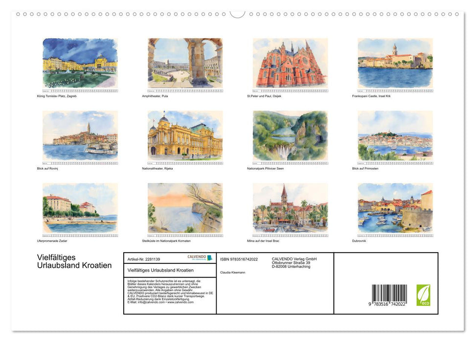 Vielfältiges Urlaubsland Kroatien (CALVENDO Premium Wandkalender 2026)