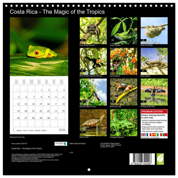 Costa Rica - The Magic of the Tropics (CALVENDO Monthly Calendar 2026)