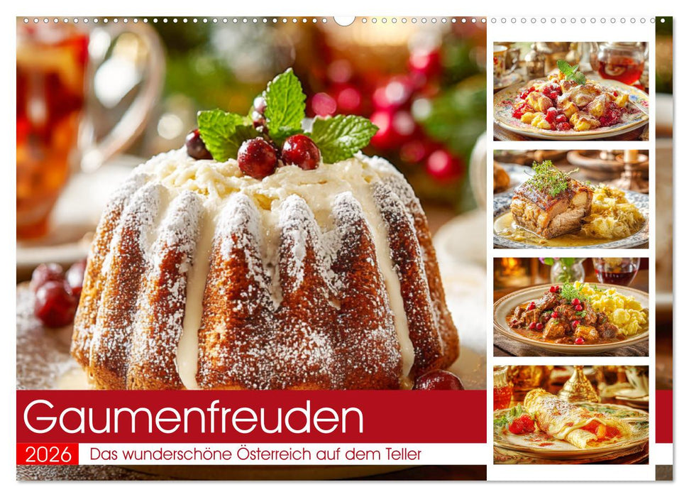 Gaumenfreuden. Das wunderschöne Österreich auf dem Teller (CALVENDO Wandkalender 2026)