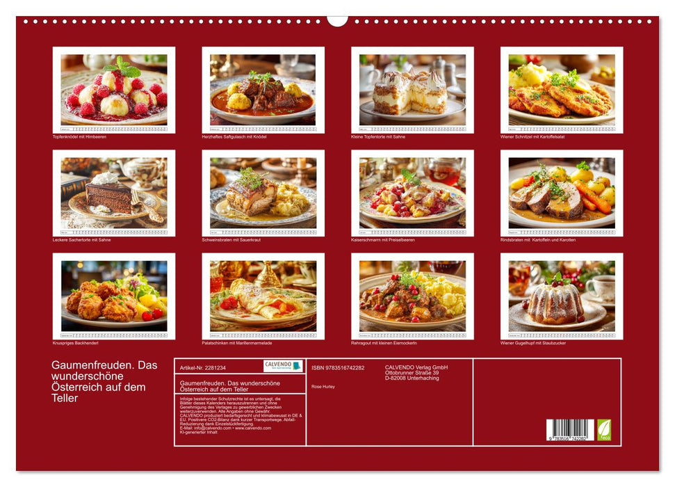 Gaumenfreuden. Das wunderschöne Österreich auf dem Teller (CALVENDO Wandkalender 2026)
