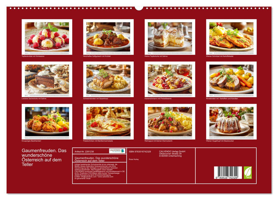 Gaumenfreuden. Das wunderschöne Österreich auf dem Teller (CALVENDO Premium Wandkalender 2026)