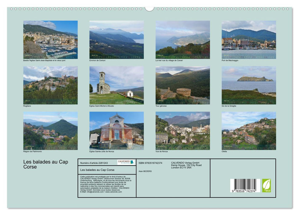 Les balades au Cap Corse (CALVENDO Calendrier supérieur 2026)