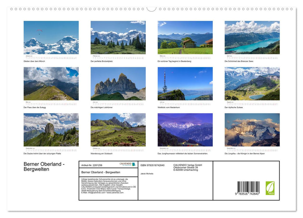 Berner Oberland - Bergwelten (CALVENDO Premium Wandkalender 2026)