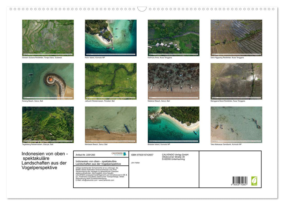Indonesien von oben - spektakuläre Landschaften aus der Vogelperspektive (CALVENDO Wandkalender 2026)