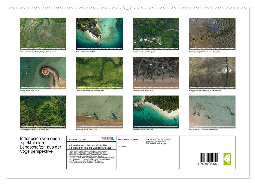 Indonesien von oben - spektakuläre Landschaften aus der Vogelperspektive (CALVENDO Premium Wandkalender 2026)