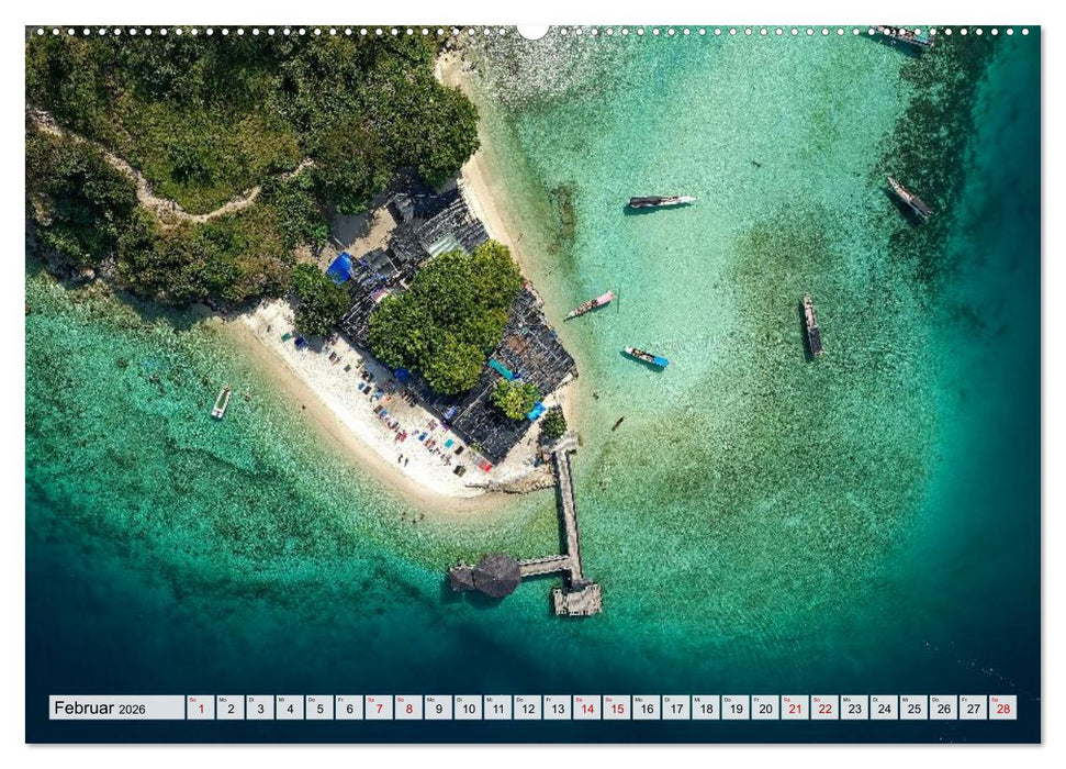 Indonesien von oben - spektakuläre Landschaften aus der Vogelperspektive (CALVENDO Premium Wandkalender 2026)