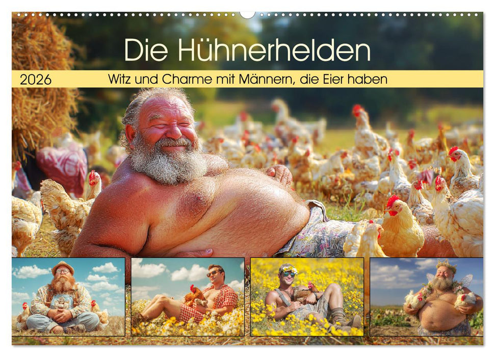 Die Hühnerhelden. Witz und Charme mit Männern, die Eier haben (CALVENDO Wandkalender 2026)