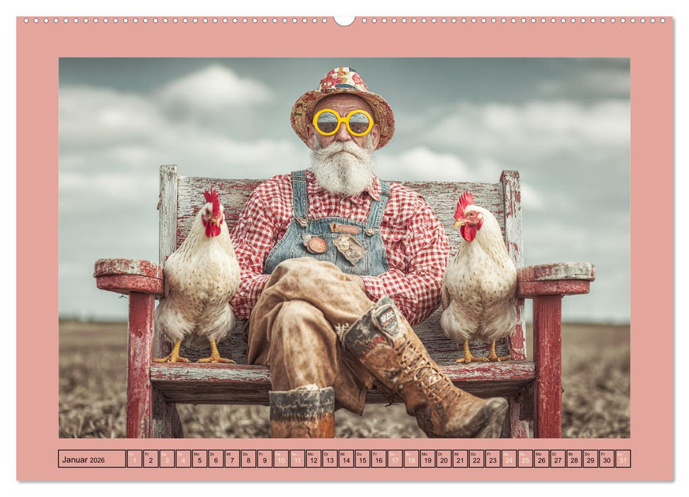 Die Hühnerhelden. Witz und Charme mit Männern, die Eier haben (CALVENDO Wandkalender 2026)