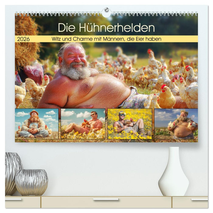 Die Hühnerhelden. Witz und Charme mit Männern, die Eier haben (CALVENDO Premium Wandkalender 2026)