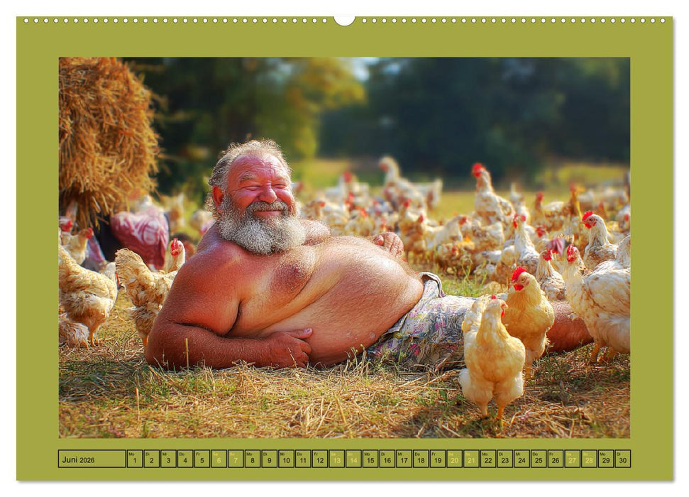 Die Hühnerhelden. Witz und Charme mit Männern, die Eier haben (CALVENDO Premium Wandkalender 2026)