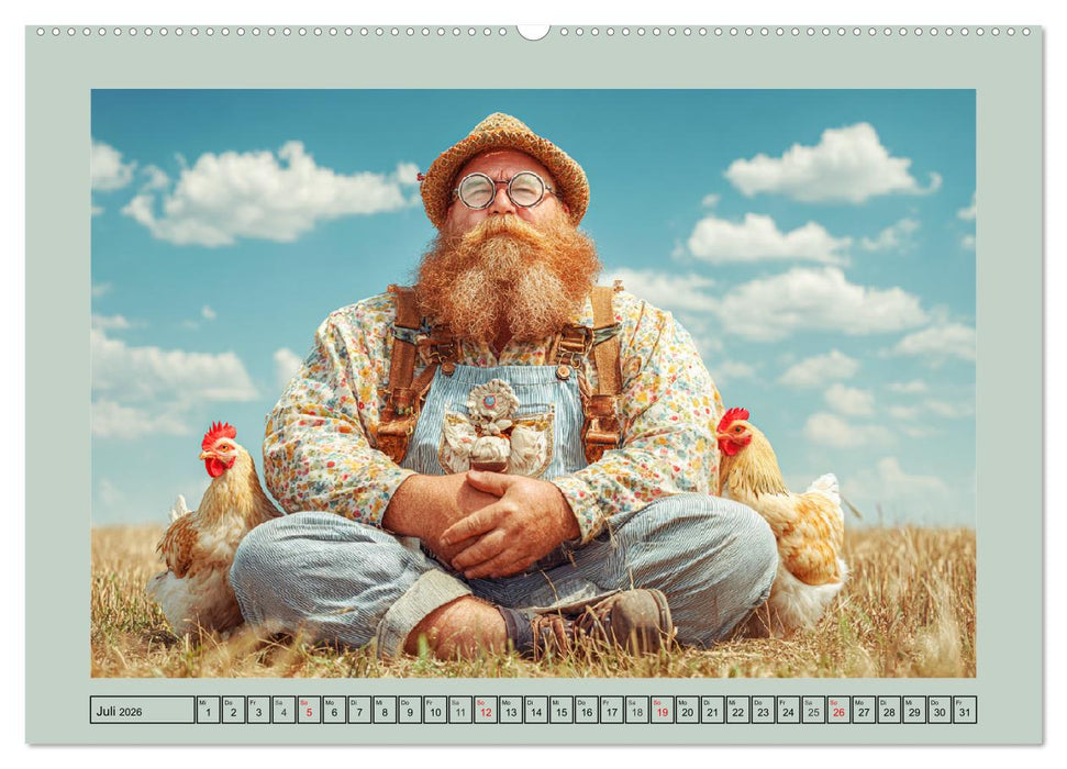 Die Hühnerhelden. Witz und Charme mit Männern, die Eier haben (CALVENDO Premium Wandkalender 2026)
