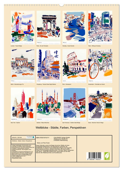 Weltblicke - Städte, Farben, Perspektiven (CALVENDO Premium Wandkalender 2026)