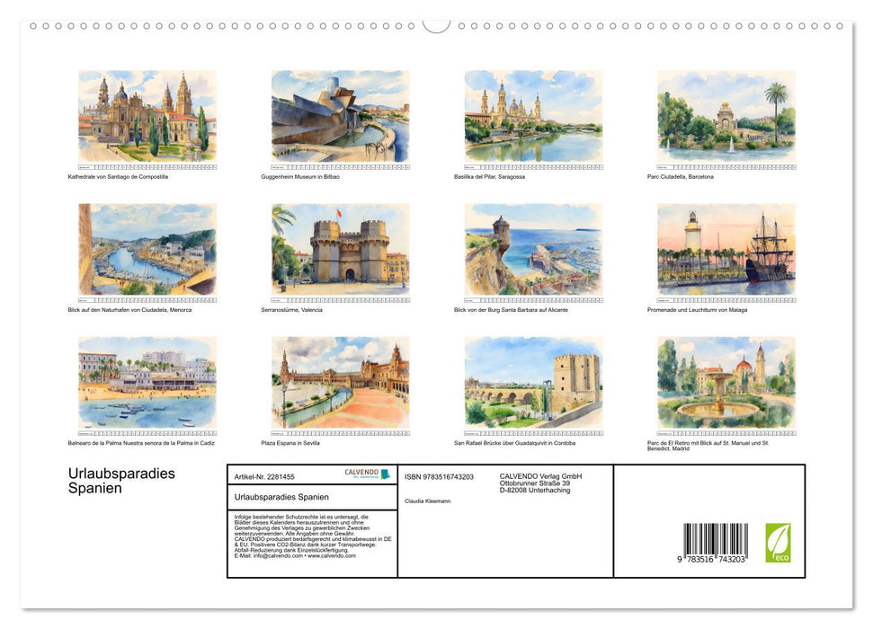 Urlaubsparadies Spanien (CALVENDO Premium Wandkalender 2026)