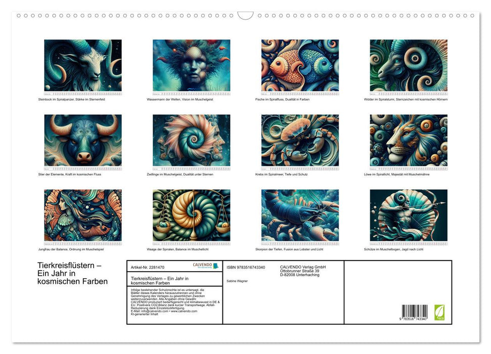 Tierkreisflüstern – Ein Jahr in kosmischen Farben (CALVENDO Wandkalender 2026)