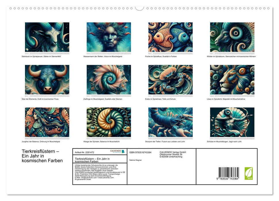 Tierkreisflüstern – Ein Jahr in kosmischen Farben (CALVENDO Premium Wandkalender 2026)