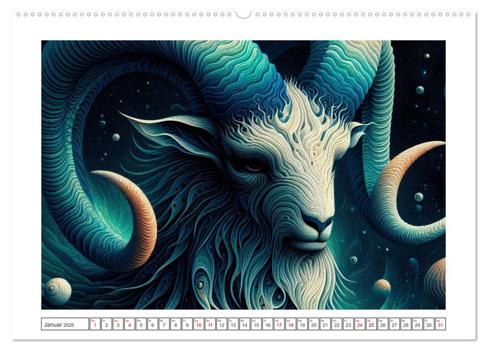 Tierkreisflüstern – Ein Jahr in kosmischen Farben (CALVENDO Premium Wandkalender 2026)
