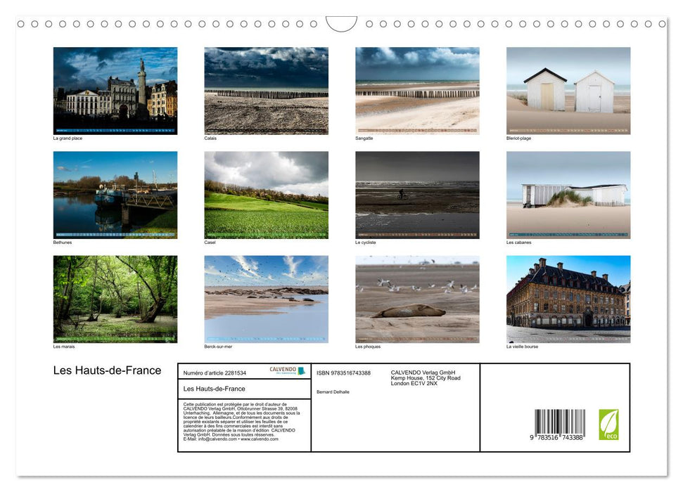 Les Hauts-de-France (CALVENDO Calendrier mensuel 2026)