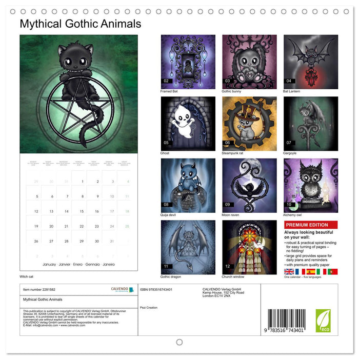 Mythical Gothic Animals (CALVENDO Monthly Calendar 2026)