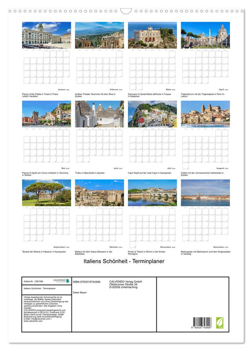 Italiens Schönheit - Terminplaner (CALVENDO Wandkalender 2026)