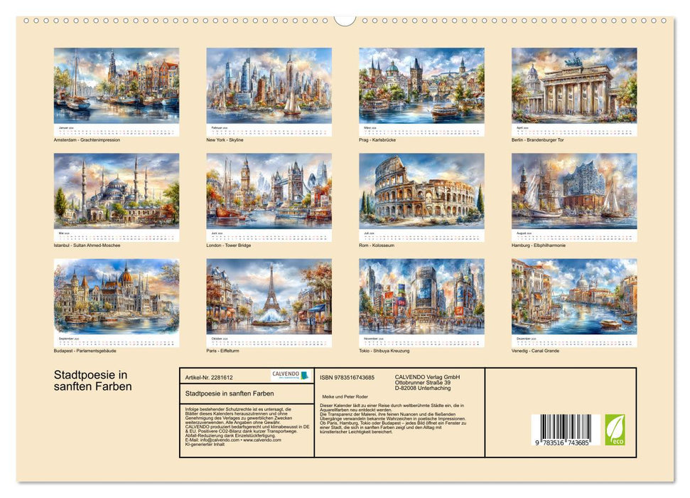 Stadtpoesie in sanften Farben (CALVENDO Premium Wandkalender 2026)