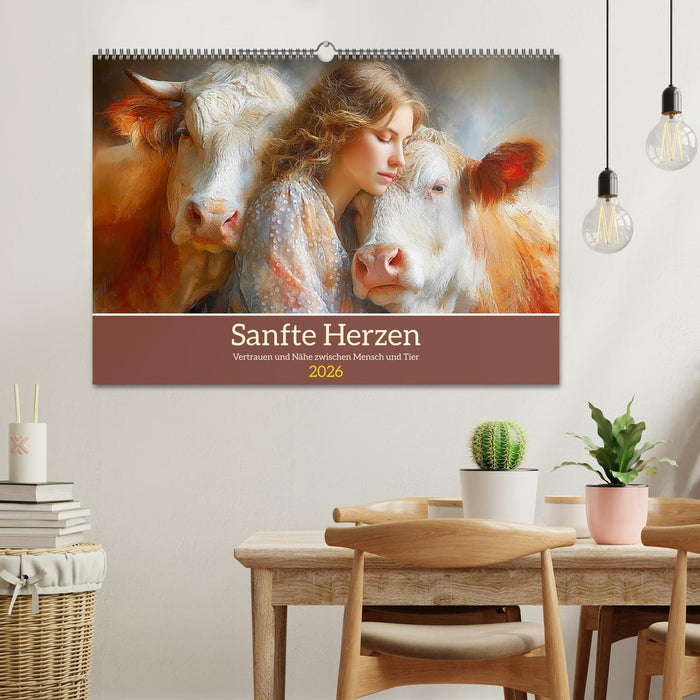Sanfte Herzen. Vertrauen und Nähe zwischen Mensch und Tier (CALVENDO Wandkalender 2026)