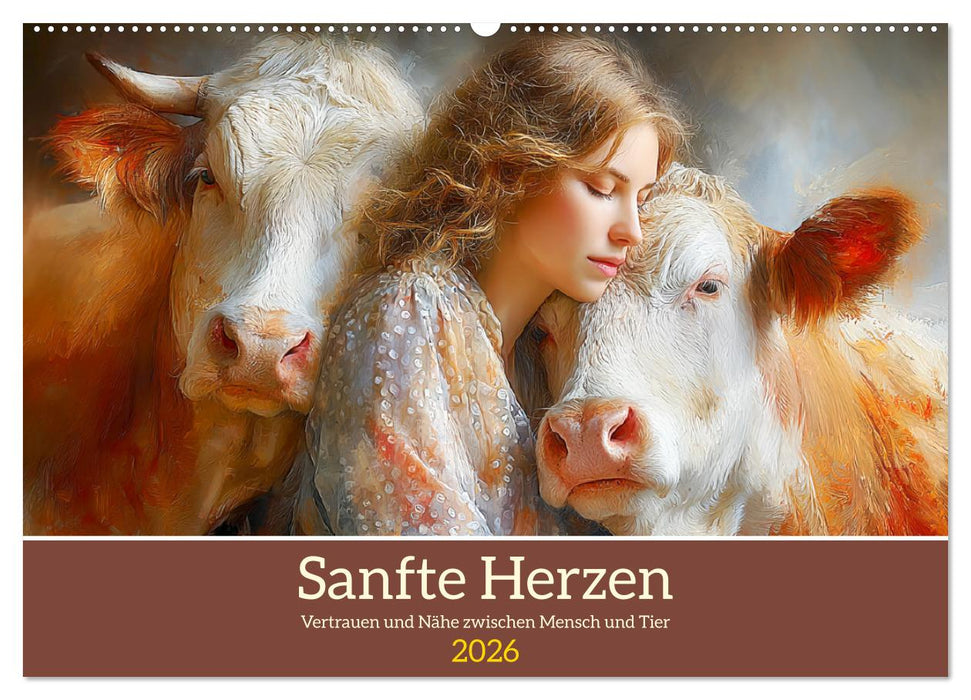 Sanfte Herzen. Vertrauen und Nähe zwischen Mensch und Tier (CALVENDO Wandkalender 2026)
