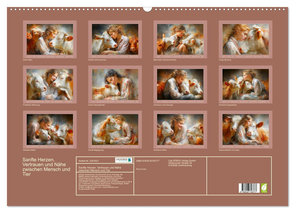 Sanfte Herzen. Vertrauen und Nähe zwischen Mensch und Tier (CALVENDO Wandkalender 2026)