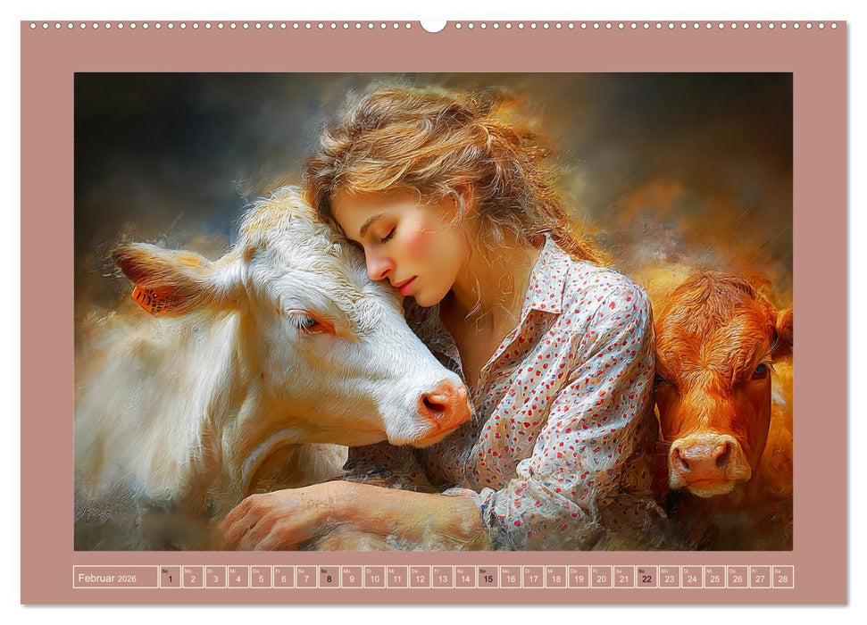 Sanfte Herzen. Vertrauen und Nähe zwischen Mensch und Tier (CALVENDO Wandkalender 2026)