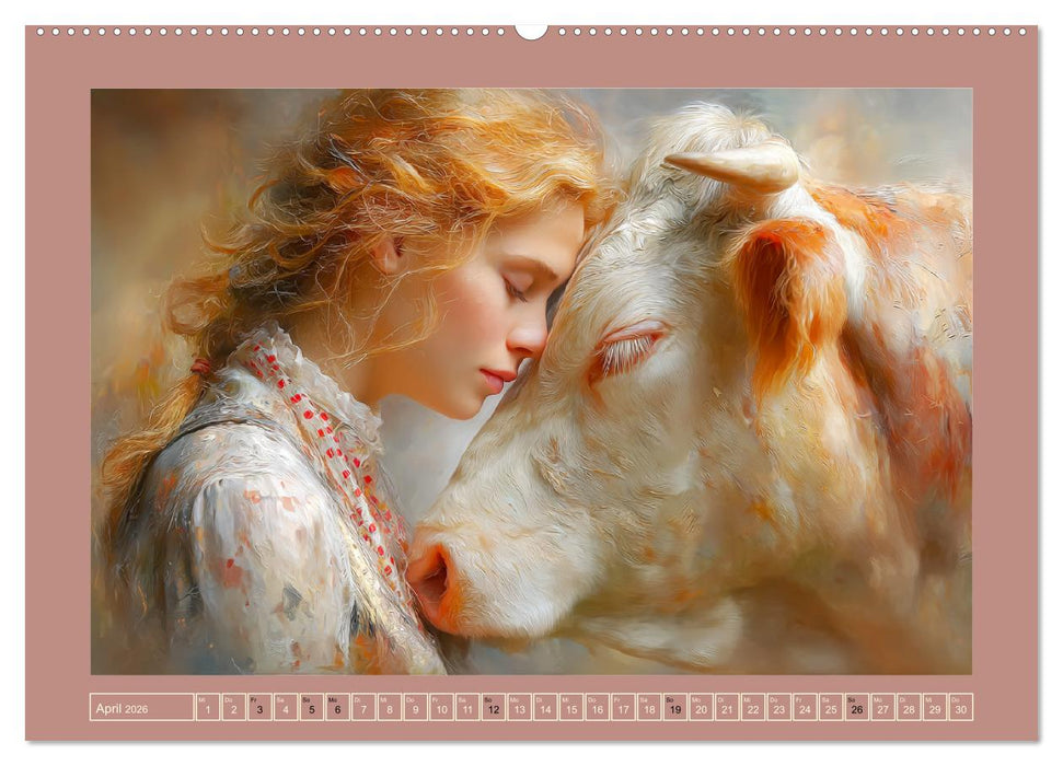 Sanfte Herzen. Vertrauen und Nähe zwischen Mensch und Tier (CALVENDO Wandkalender 2026)