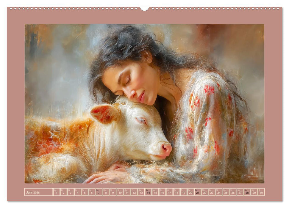 Sanfte Herzen. Vertrauen und Nähe zwischen Mensch und Tier (CALVENDO Wandkalender 2026)