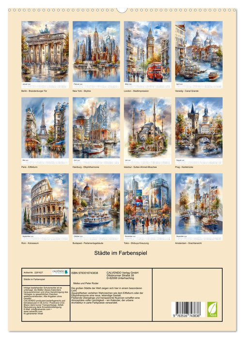 Städte im Farbenspiel (CALVENDO Premium Wandkalender 2026)
