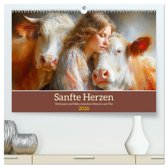 Sanfte Herzen. Vertrauen und Nähe zwischen Mensch und Tier (CALVENDO Premium Wandkalender 2026)
