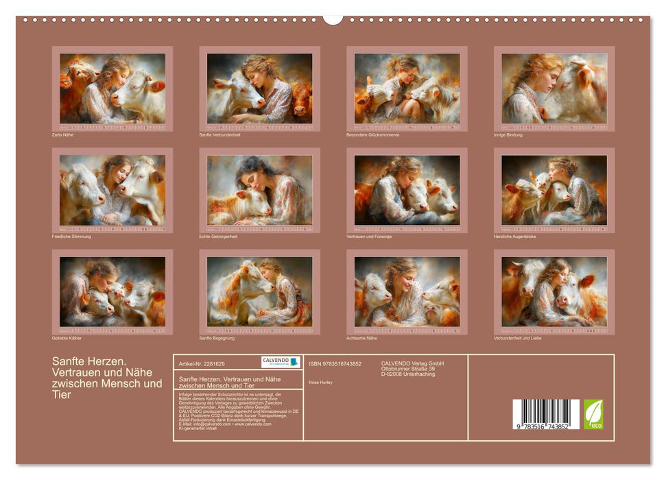 Sanfte Herzen. Vertrauen und Nähe zwischen Mensch und Tier (CALVENDO Premium Wandkalender 2026)