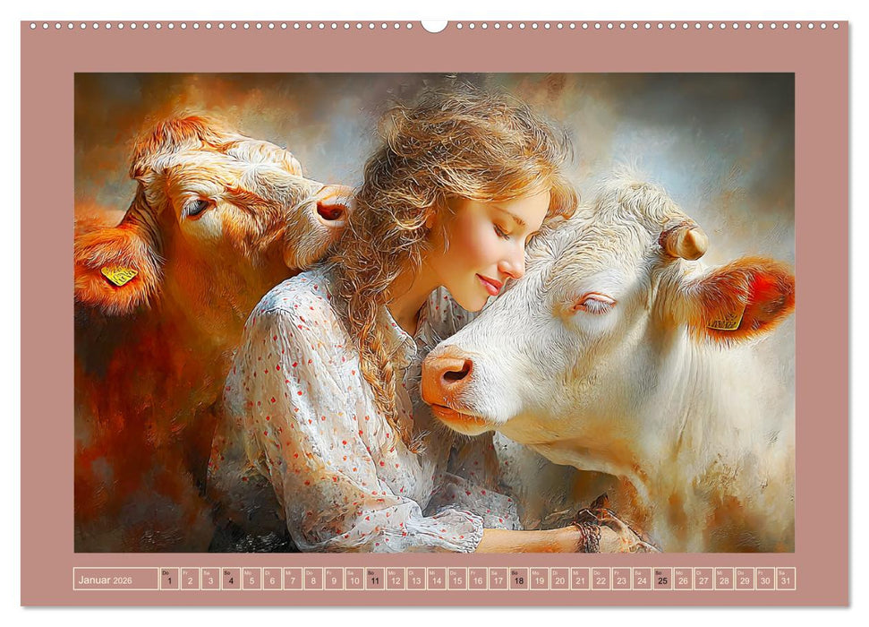 Sanfte Herzen. Vertrauen und Nähe zwischen Mensch und Tier (CALVENDO Premium Wandkalender 2026)