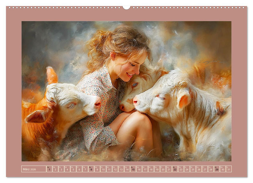 Sanfte Herzen. Vertrauen und Nähe zwischen Mensch und Tier (CALVENDO Premium Wandkalender 2026)
