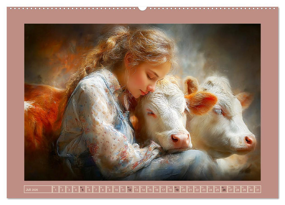 Sanfte Herzen. Vertrauen und Nähe zwischen Mensch und Tier (CALVENDO Premium Wandkalender 2026)