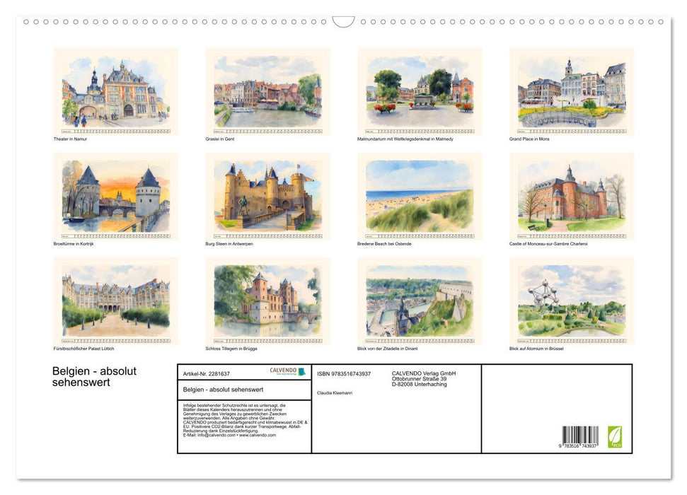 Belgien - absolut sehenswert (CALVENDO Wandkalender 2026)