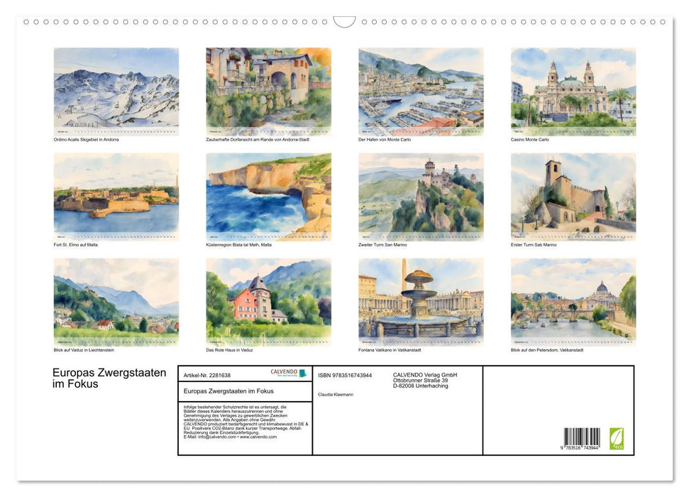 Europas Zwergstaaten im Fokus (CALVENDO Wandkalender 2026)