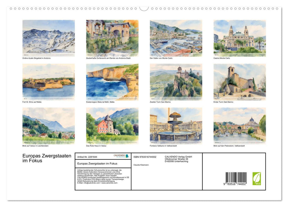 Europas Zwergstaaten im Fokus (CALVENDO Premium Wandkalender 2026)