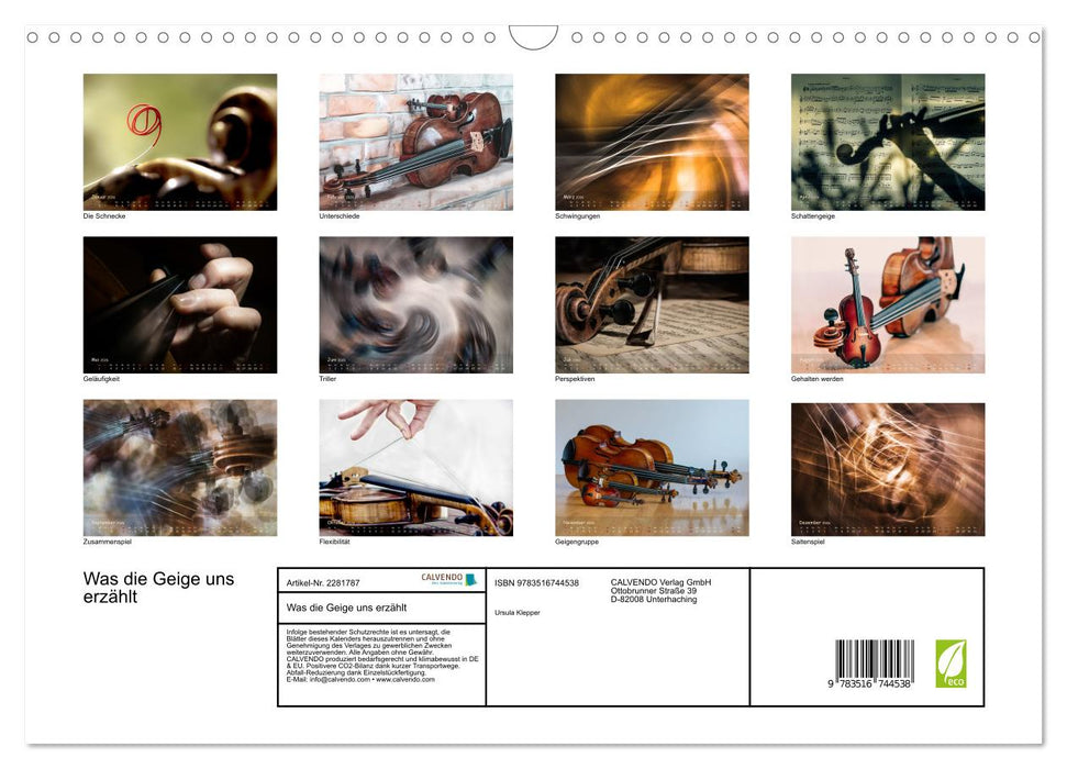 Was die Geige uns erzählt (CALVENDO Wandkalender 2026)