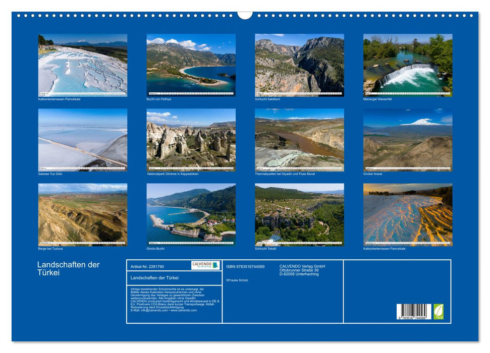 Landschaften der Türkei (CALVENDO Wandkalender 2026)