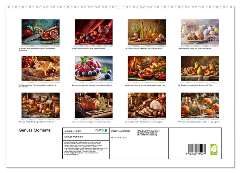Genuss Momente (CALVENDO Premium Wandkalender 2026)